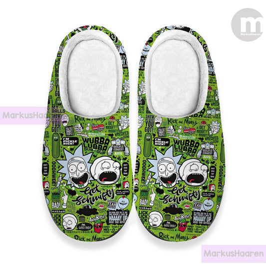 Personalized Name Rick and Morty 3D All Over Print Slipper, Winter Slipper, Cotton Slipper, Custom Rubber Slipper, Christmas Slippers