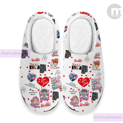 Personalized Name I Love Lucy Sitcom 3D All Over Print Slipper, Winter Slipper, Custom Rubber Slipper, Cotton Slipper, Christmas Slippers