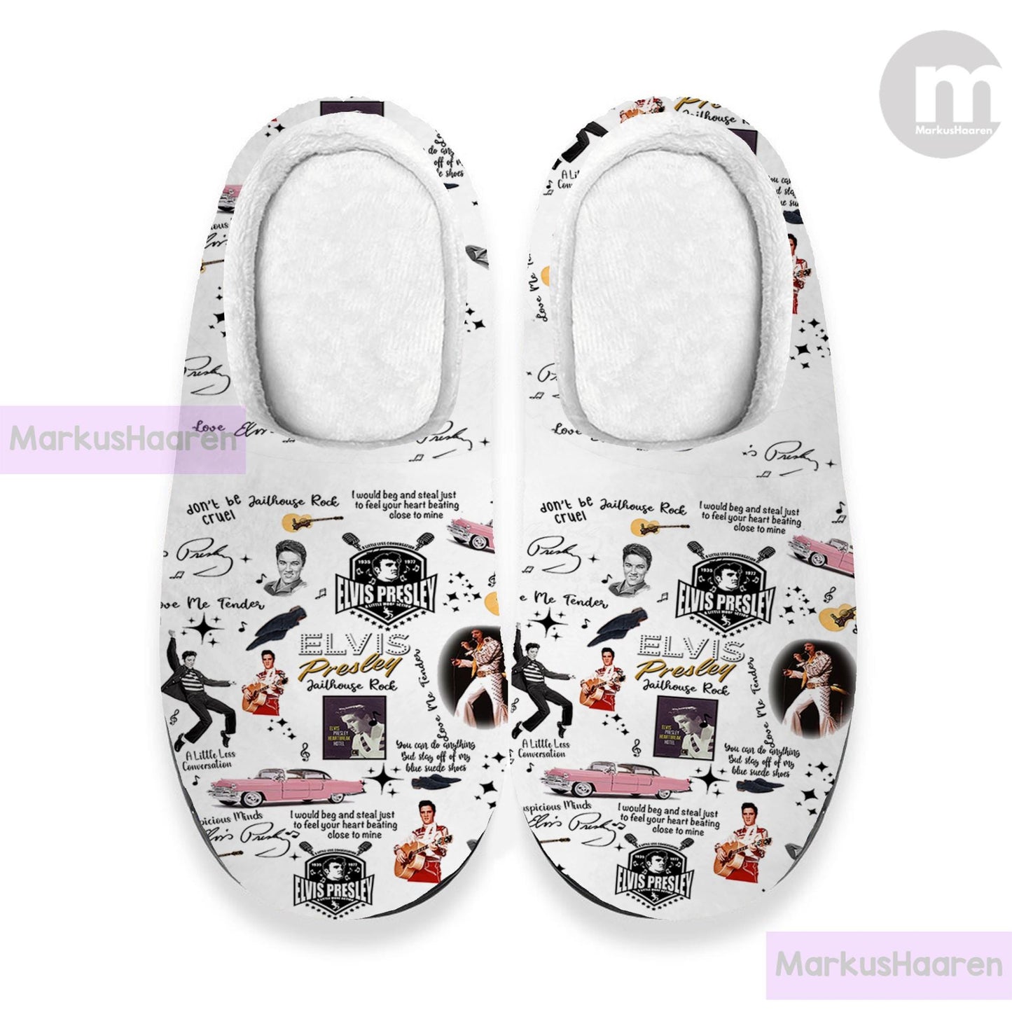 Personalized Name Elvis Presley Music 3D All Over Print Slipper, Custom Rubber Slipper, Cotton Slipper, Winter Slipper, Christmas Slippers