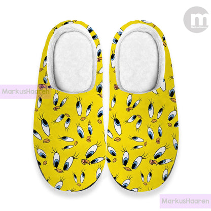 Personalized Name Tweety Bird 3D All Over Print Slipper, Custom Rubber Slipper, Winter Indoor Slipper, Cotton Slipper, Christmas Slippers
