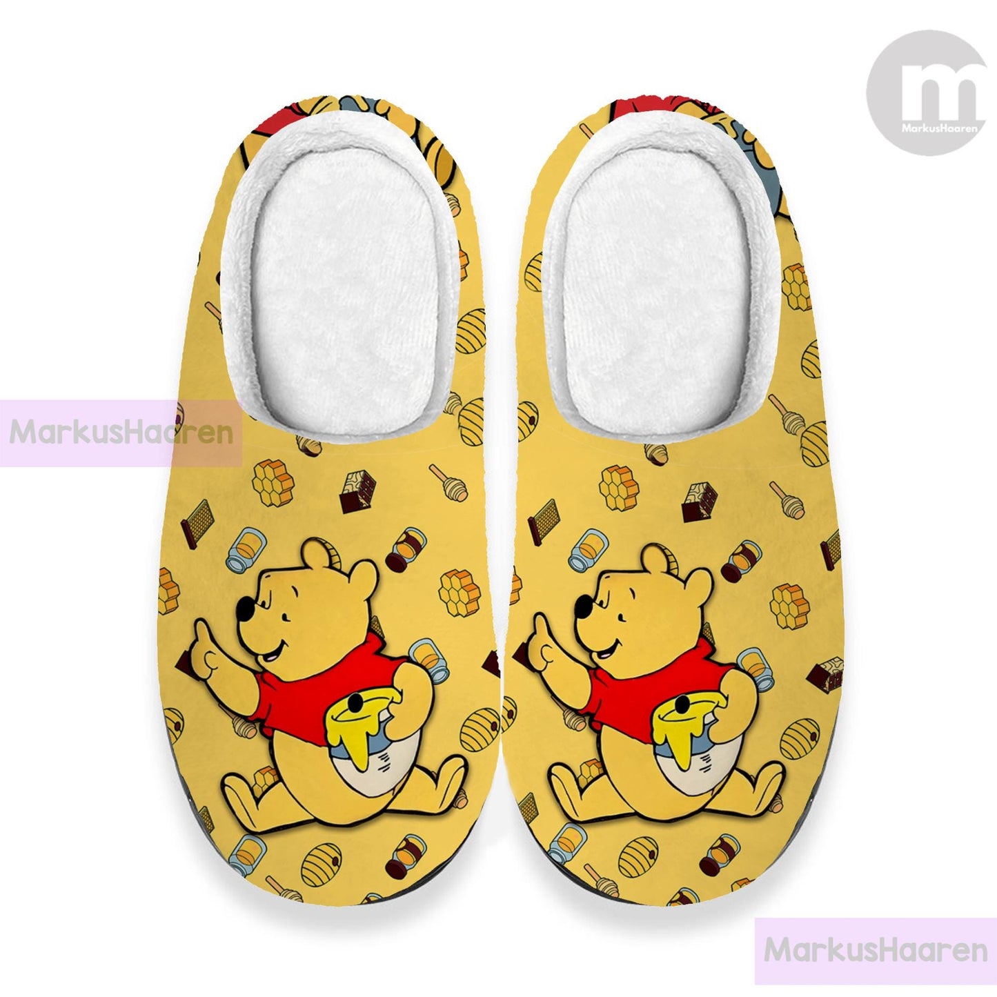 Personalized Winnie The Pooh Cartoon 3D All Over Print Slipper, Winter Slipper, Cotton Slipper, Custom Rubber Slipper, Christmas Slippers
