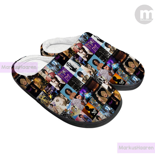 Personalized Name Prince Purple Rain 3D All Over Print Slipper, Cotton Slipper, Custom Rubber Slipper, Christmas Slippers, Winter Slipper