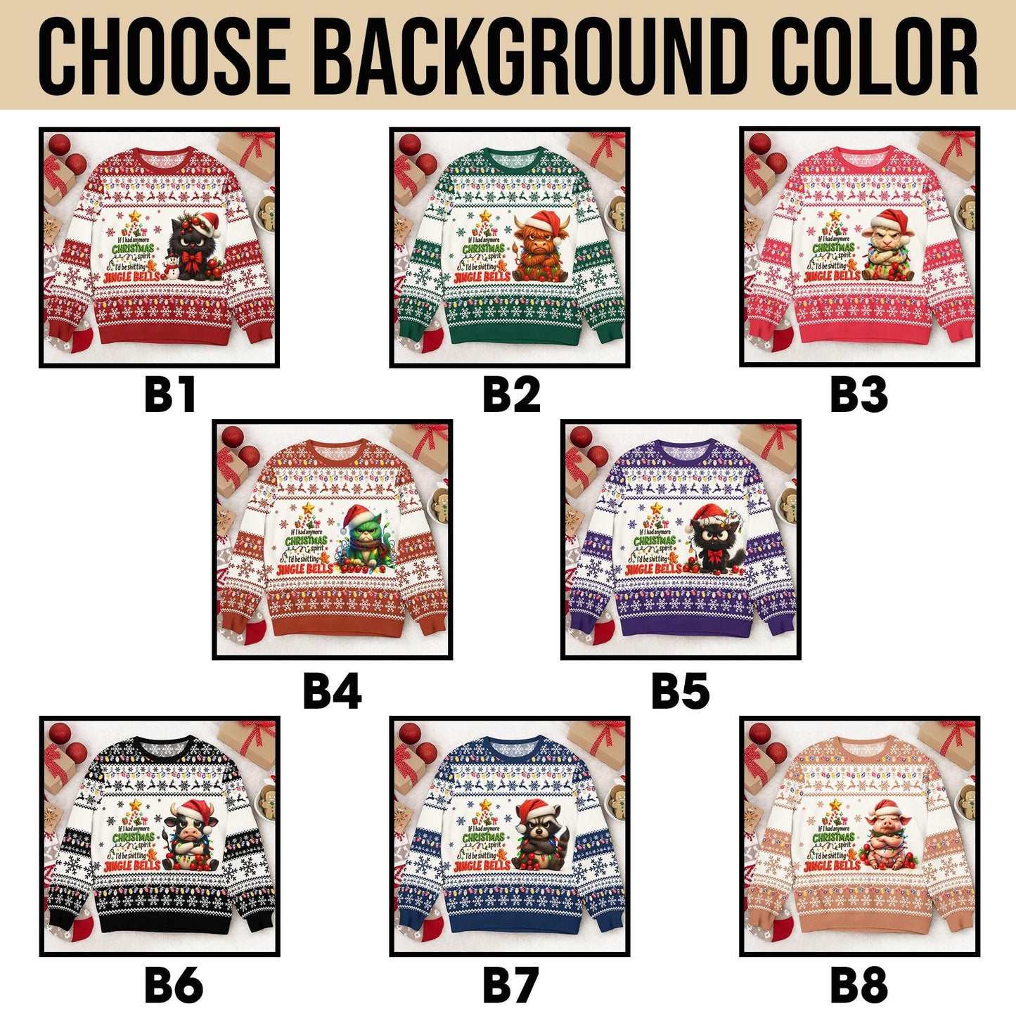 Ugly Christmas Sweater – Funny Grumpy Cats Designs, Sarcastic Grumpy Animals Holiday Sweatshirt for Men & Women, Christmas Party Outfit