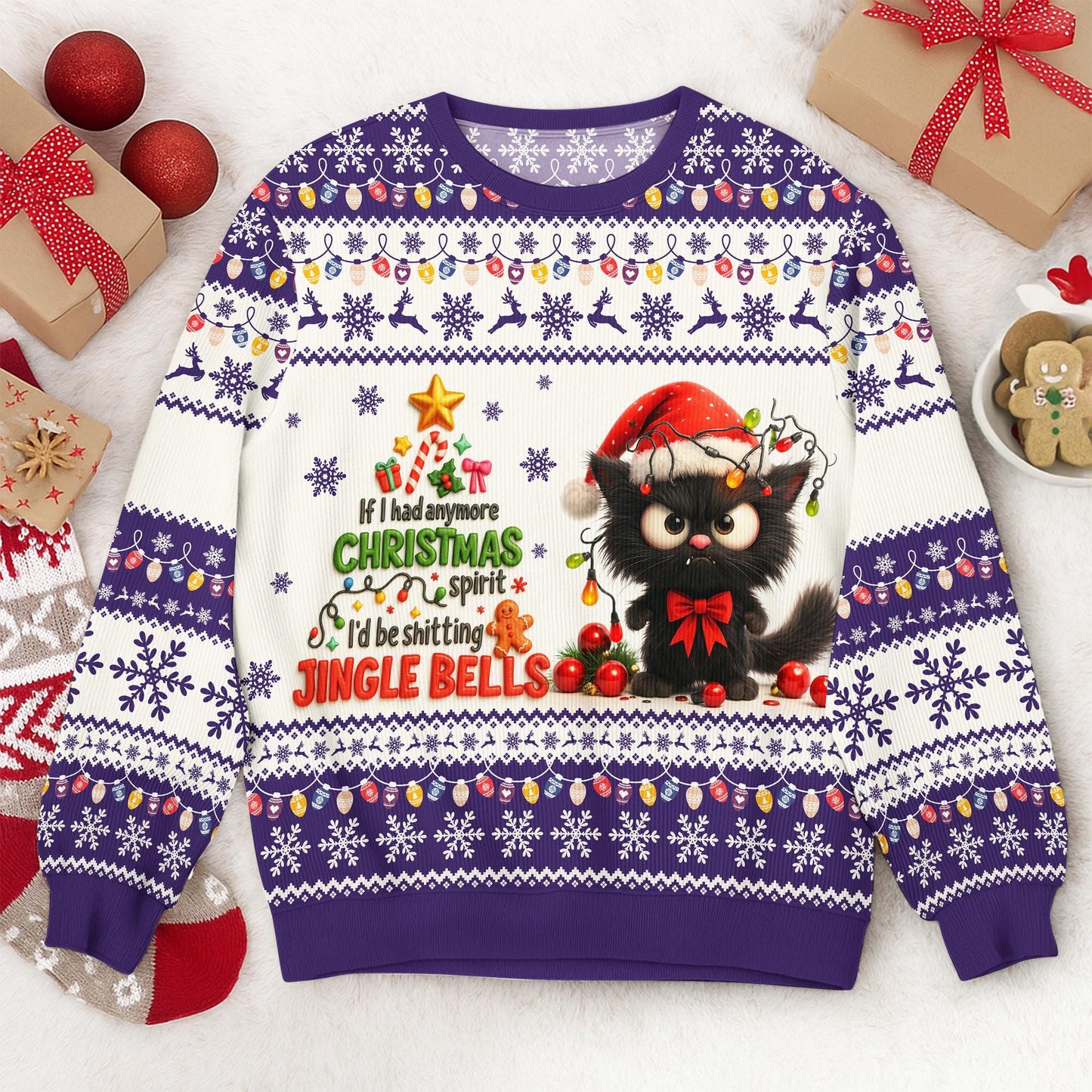 Ugly Christmas Sweater – Funny Grumpy Cats Designs, Sarcastic Grumpy Animals Holiday Sweatshirt for Men & Women, Christmas Party Outfit