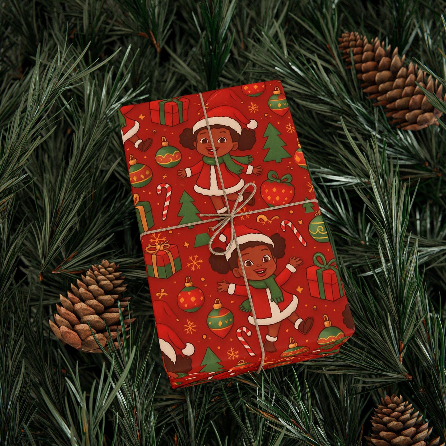 Black Joy Christmas Wrapping Paper | Red Holiday Gift Wrap | Festive African American Christmas Paper