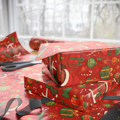 Black Joy Christmas Wrapping Paper | Red Holiday Gift Wrap | Festive African American Christmas Paper