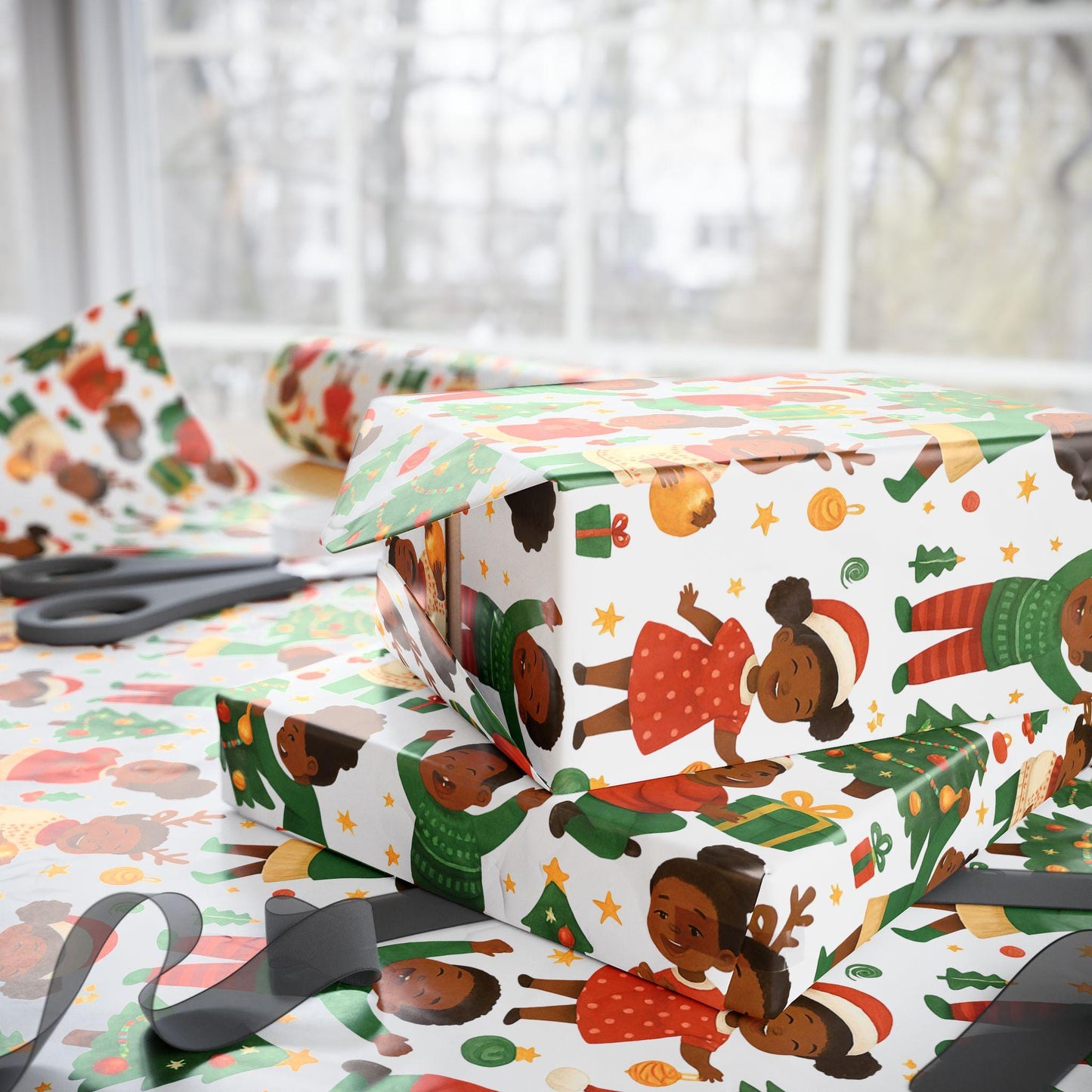 Black Joy Christmas Wrapping Paper: African American Holiday Design