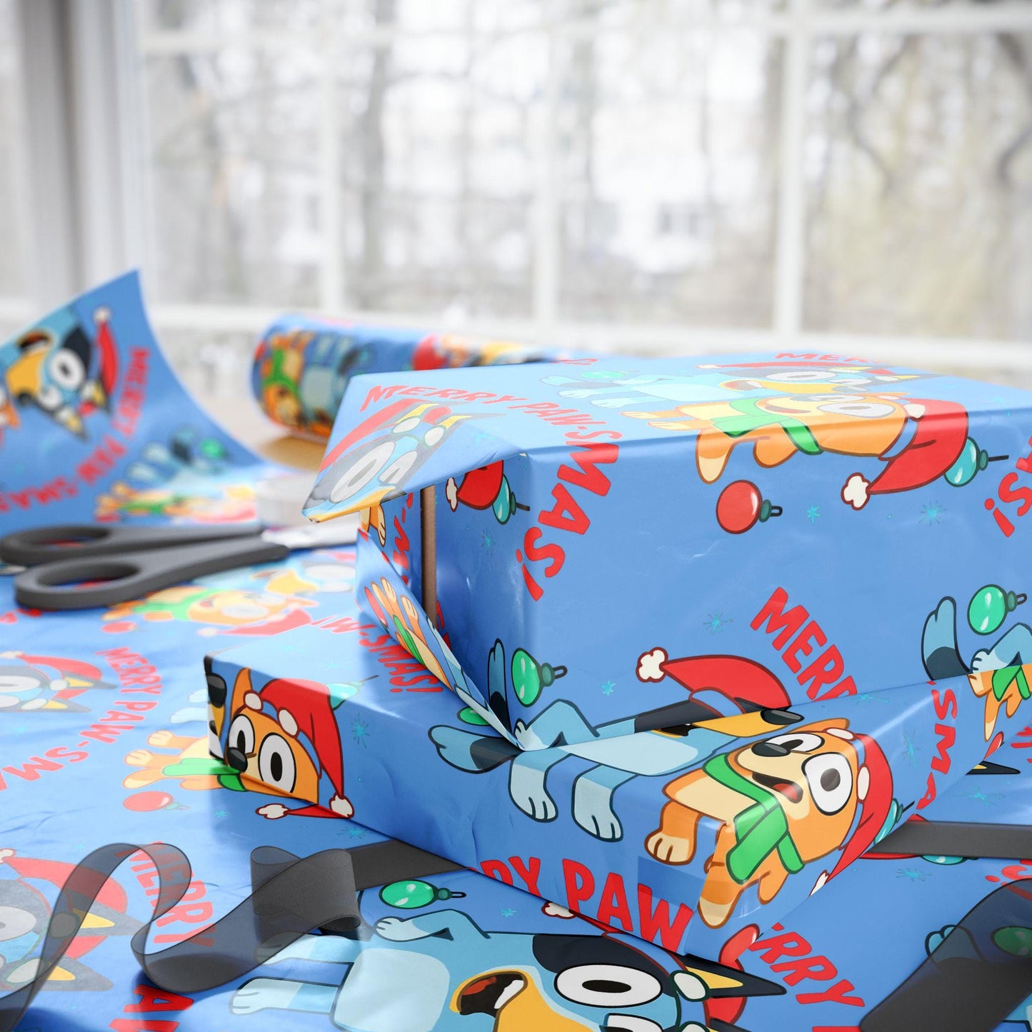 Cartoon Christmas Wrapping Paper, Merry Pawsmas Gift Wrap for Kids, Cute Dog Holiday Gift Wrap, Cartoon Christmas Paper, Kids Wrap Sheet