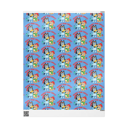 Cartoon Christmas Wrapping Paper, Merry Pawsmas Gift Wrap for Kids, Cute Dog Holiday Gift Wrap, Cartoon Christmas Paper, Kids Wrap Sheet