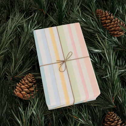 Pastel Striped Wrapping Paper, Rainbow Gift Wrap for Birthday, Baby Shower, Wedding, Holiday, Cute Colorful Aesthetic Gift Wrap Sheets