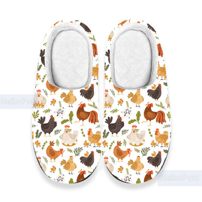 Chicken 3D All Over Printed Slippers, Custom Rubber Slippers, Winter Indoor Slippers, Lightweight Rubber Sole, Cotton Slipper, Chicken Gift