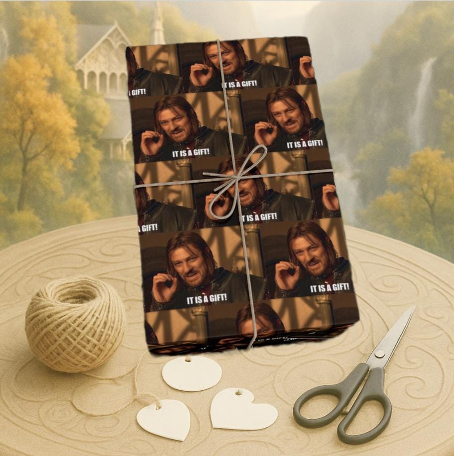 Boromir It is a gift wrapping paper - Lord of the Rings Fellowship LOTR - Gift Wrap