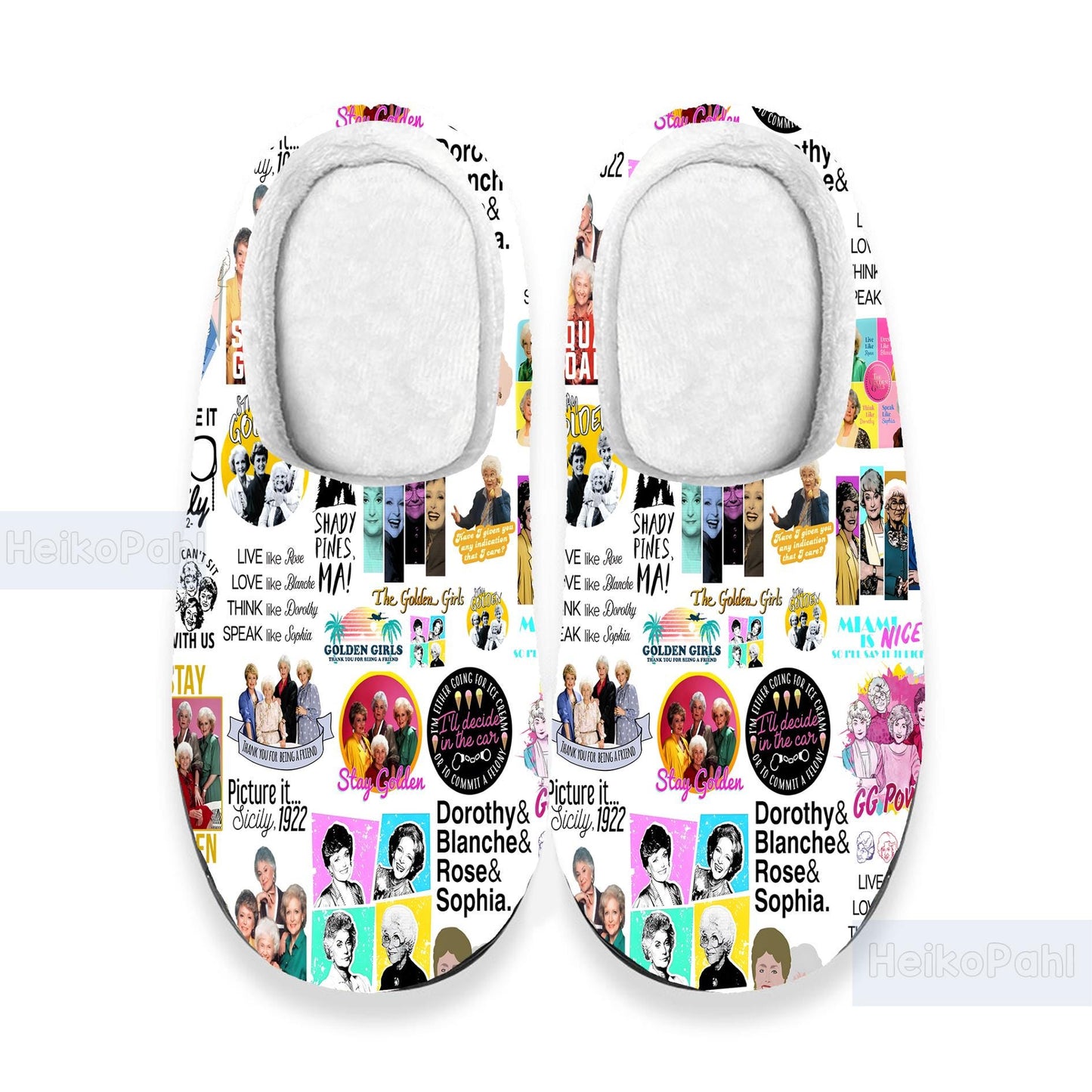 The Golden Girls 3D All Over Print Winter Indoor Slipper, Custom Rubber Slippers, Winter Slippers, Lightweight Rubber Sole, Cotton Slipper