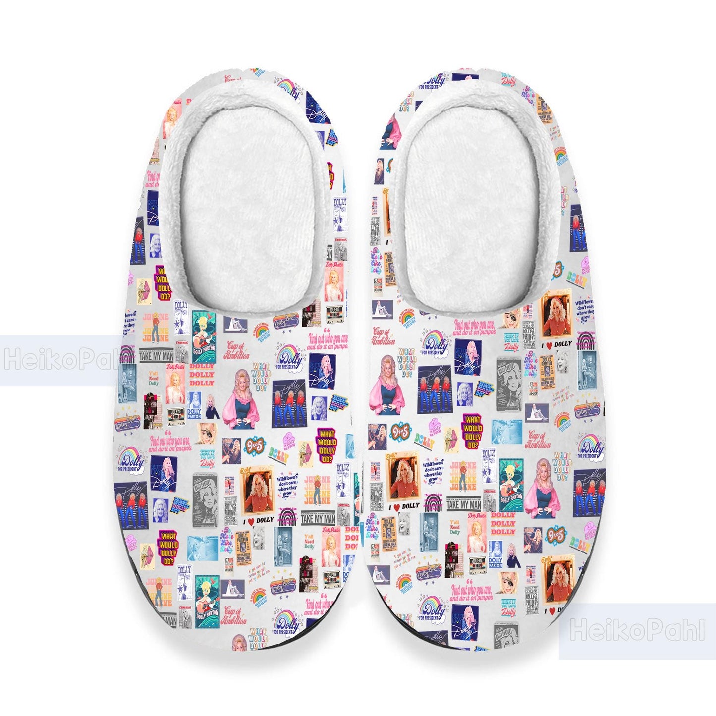 Dolly Parton 3D All Over Print Indoor Slippers, Custom Rubber Slippers, Winter Slippers, Lightweight Rubber Sole, Music Cotton Slipper