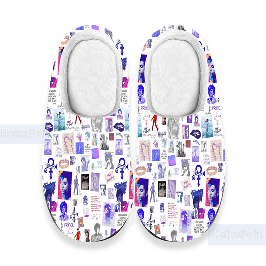 Prince Music 3D All Over Print Indoor Slipper, Purple Rain, Custom Rubber Slippers, Winter Slippers, Lightweight Rubber Sole, Cotton Slipper