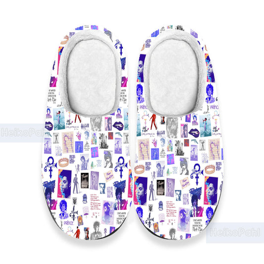 Prince Music 3D All Over Print Indoor Slipper, Purple Rain, Custom Rubber Slippers, Winter Slippers, Lightweight Rubber Sole, Cotton Slipper