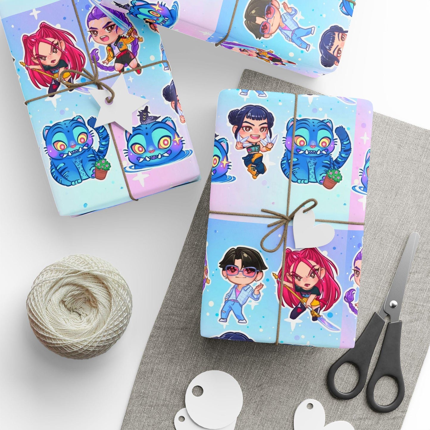 Kpop Demon Hunters | Huntrix and Derpy | Christmas Wrapping Papers, Tiger Design, Holiday Gift Wrap, Gift Wrap, Derpy Tiger Gift Wrap