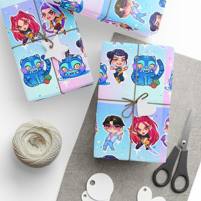 Kpop Demon Hunters | Huntrix and Derpy | Christmas Wrapping Papers, Tiger Design, Holiday Gift Wrap, Gift Wrap, Derpy Tiger Gift Wrap