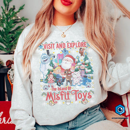 Rudolph The Red Nosed Reindeer Shirt | Vacation On Island Movie Xmas Sweatshirt | Christmas Shirt | Misfits Boy Ugly Christmas Sweatshirt