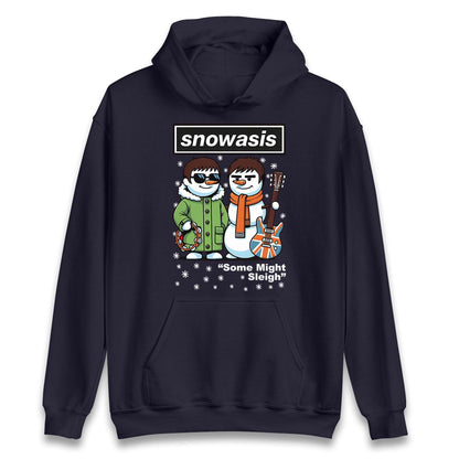 Snowasis Some Might Sleigh Christmas Jumper, Funny xmas Music Band Spoof Hoodie, Music Lovers Christmas T shirt, Snowman Singers Band Top