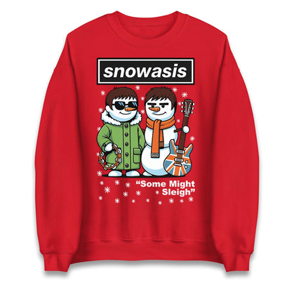 Snowasis Some Might Sleigh Christmas Jumper, Funny xmas Music Band Spoof Hoodie, Music Lovers Christmas T shirt, Snowman Singers Band Top