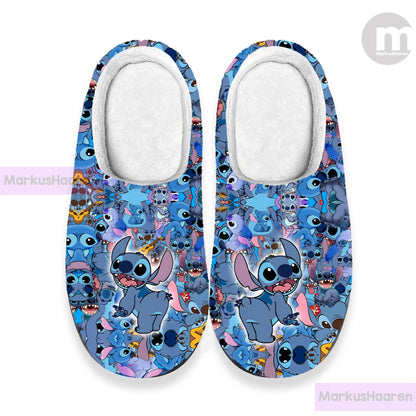 Personalized Cute  Lilo and Stitch 3D All Over Printed Slipper, Custom Rubber Slipper, Winter Slipper, Cotton Slipper, Christmas Slippers