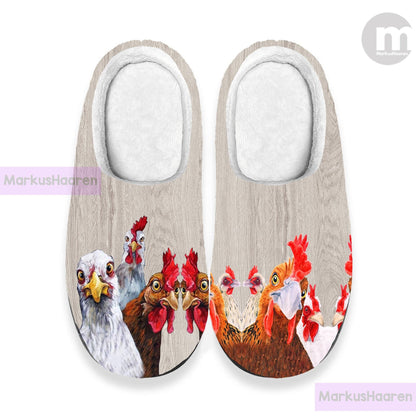 Personalized Farmer Lovely Chickens 3D All Over Print Slipper, Custom Rubber Slipper, Indoor Slipper, Cotton Slipper, Christmas Slippers