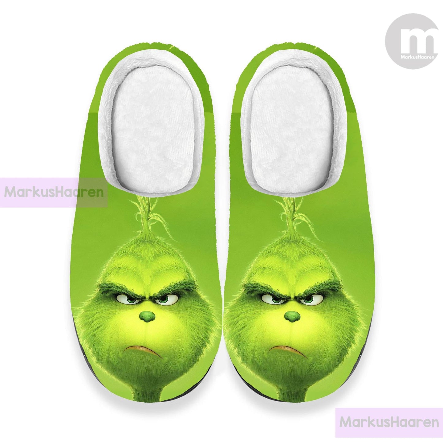 Personalized Angry Grinch Face 3D All Over Print Slipper, Custom Rubber Slipper, Winter Indoor Slipper, Cotton Slipper, Christmas Slippers