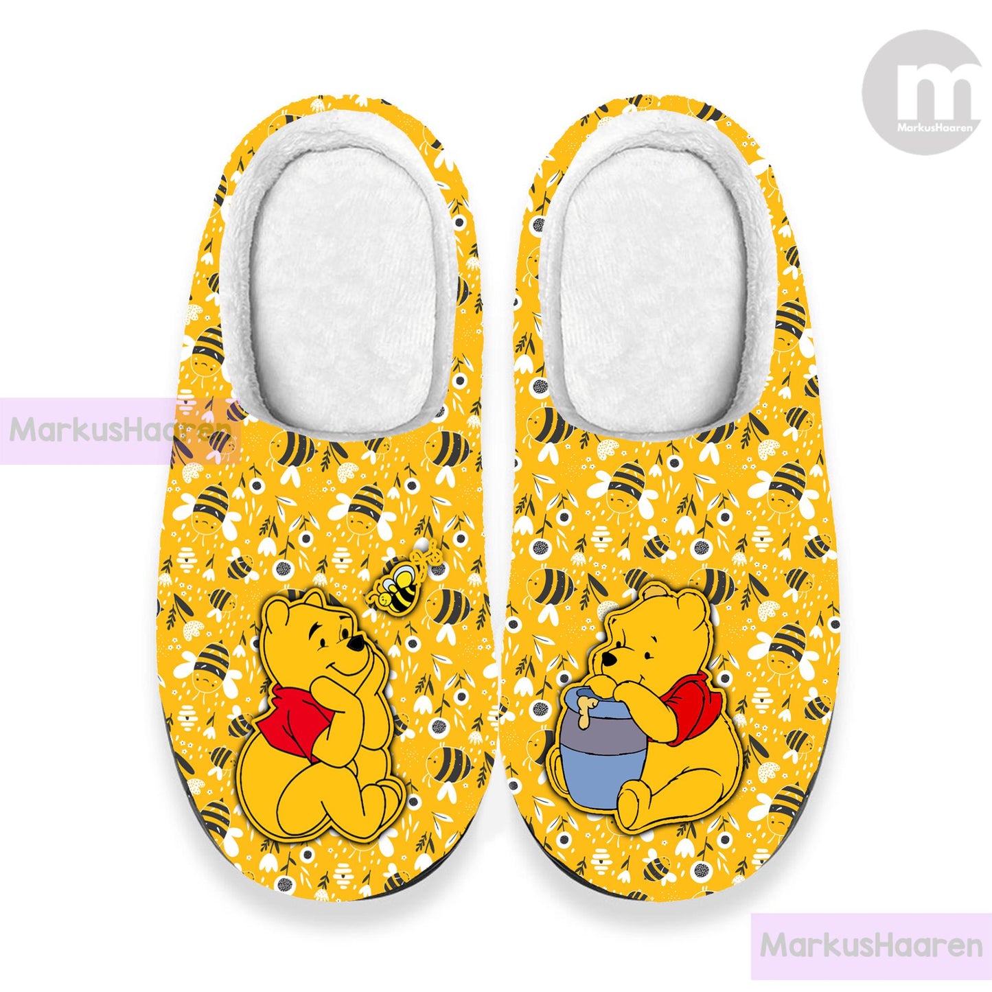 Personalized Cute Winnie The Pooh 3D All Over Print Slipper, Winter Slipper, Cotton Slipper, Custom Rubber Slipper, Christmas Slippers