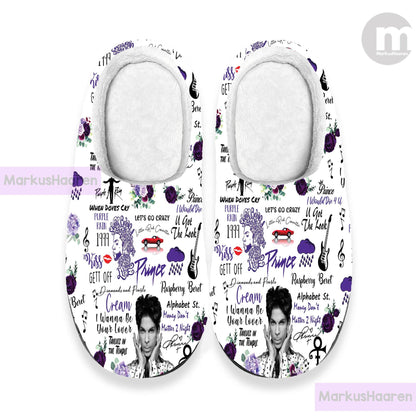 Personalized Prince Purple Rain 3D All Over Print Indoor Slippers, Cotton Slipper, Custom Rubber Slipper, Christmas Slippers, Winter Slipper