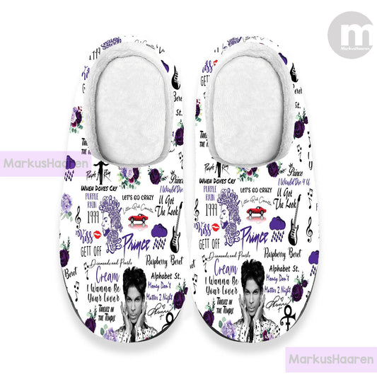 Personalized Prince Purple Rain 3D All Over Print Indoor Slippers, Cotton Slipper, Custom Rubber Slipper, Christmas Slippers, Winter Slipper