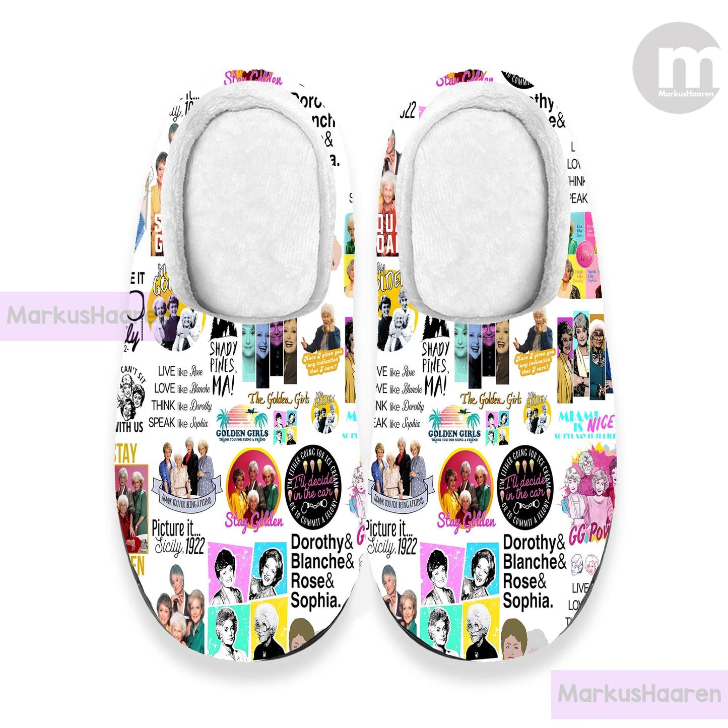 Personalized The Golden Girls 3D All Over Print Indoor Slipper, Custom Rubber Slipper, Winter Slipper, Cotton Slipper, Christmas Slippers