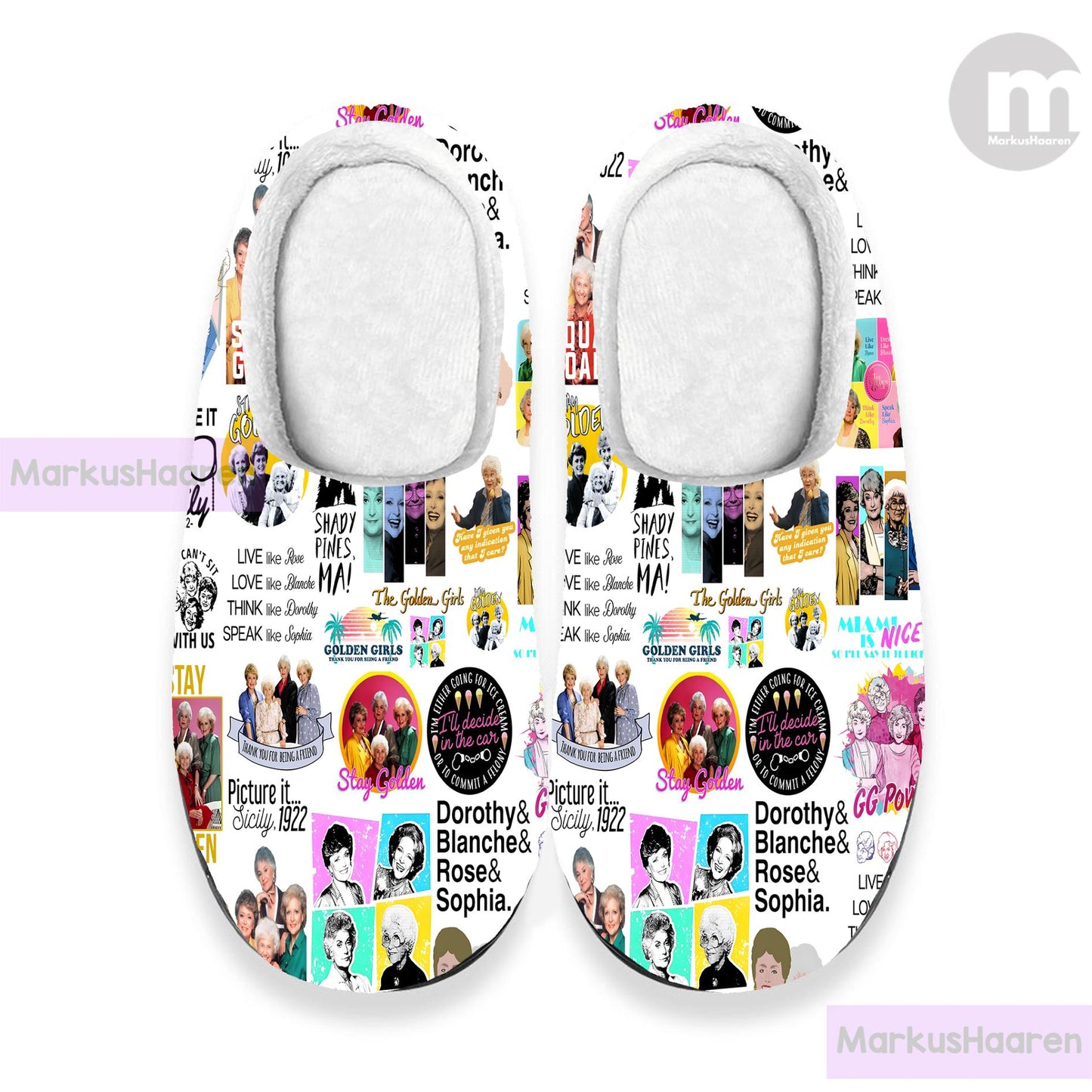 Personalized The Golden Girls 3D All Over Print Indoor Slipper, Custom Rubber Slipper, Winter Slipper, Cotton Slipper, Christmas Slippers