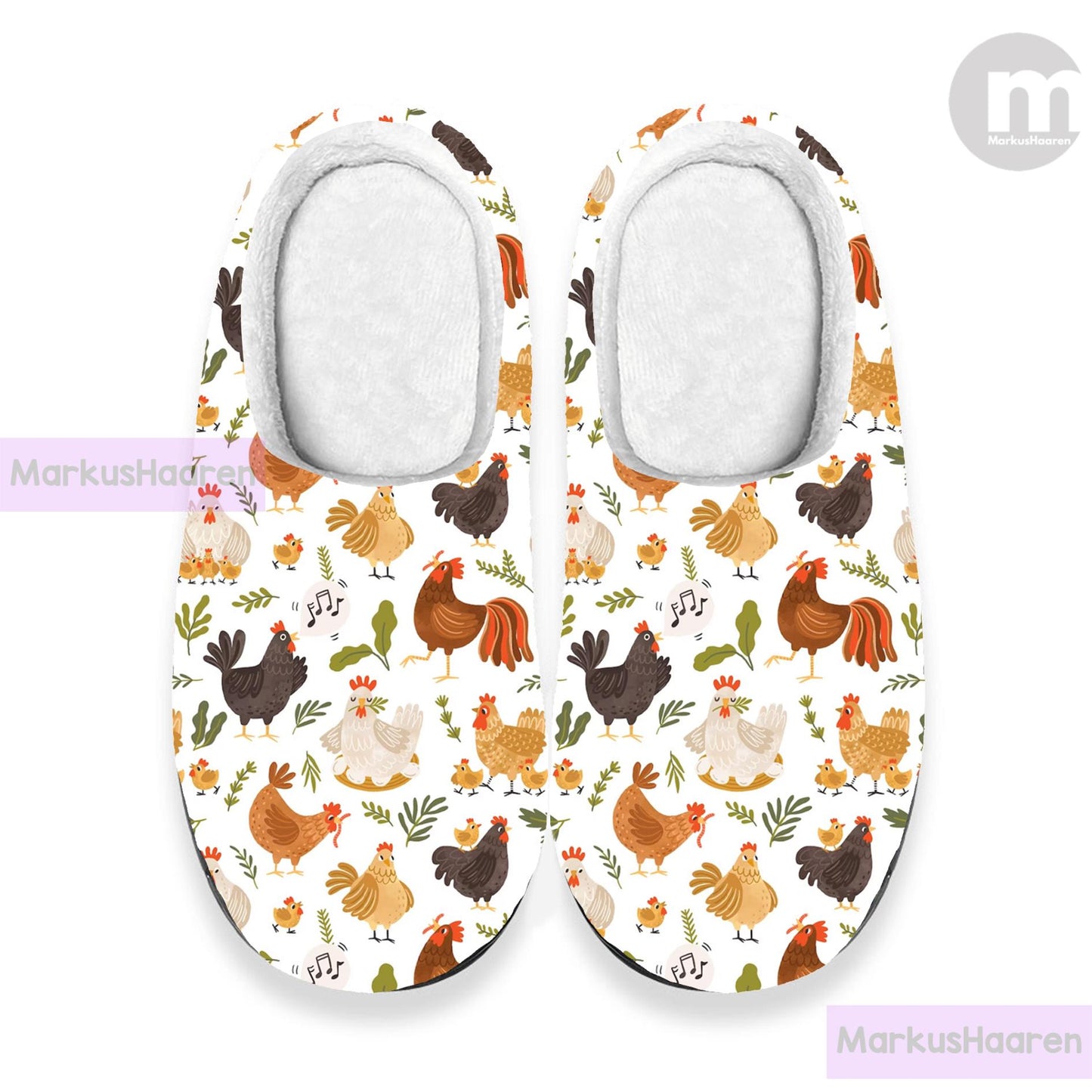 Personalized Name Chicken 3D All Over Print Winter Slipper, Winter Indoor Slipper, Cotton Slipper, Custom Rubber Slipper, Christmas Slippers