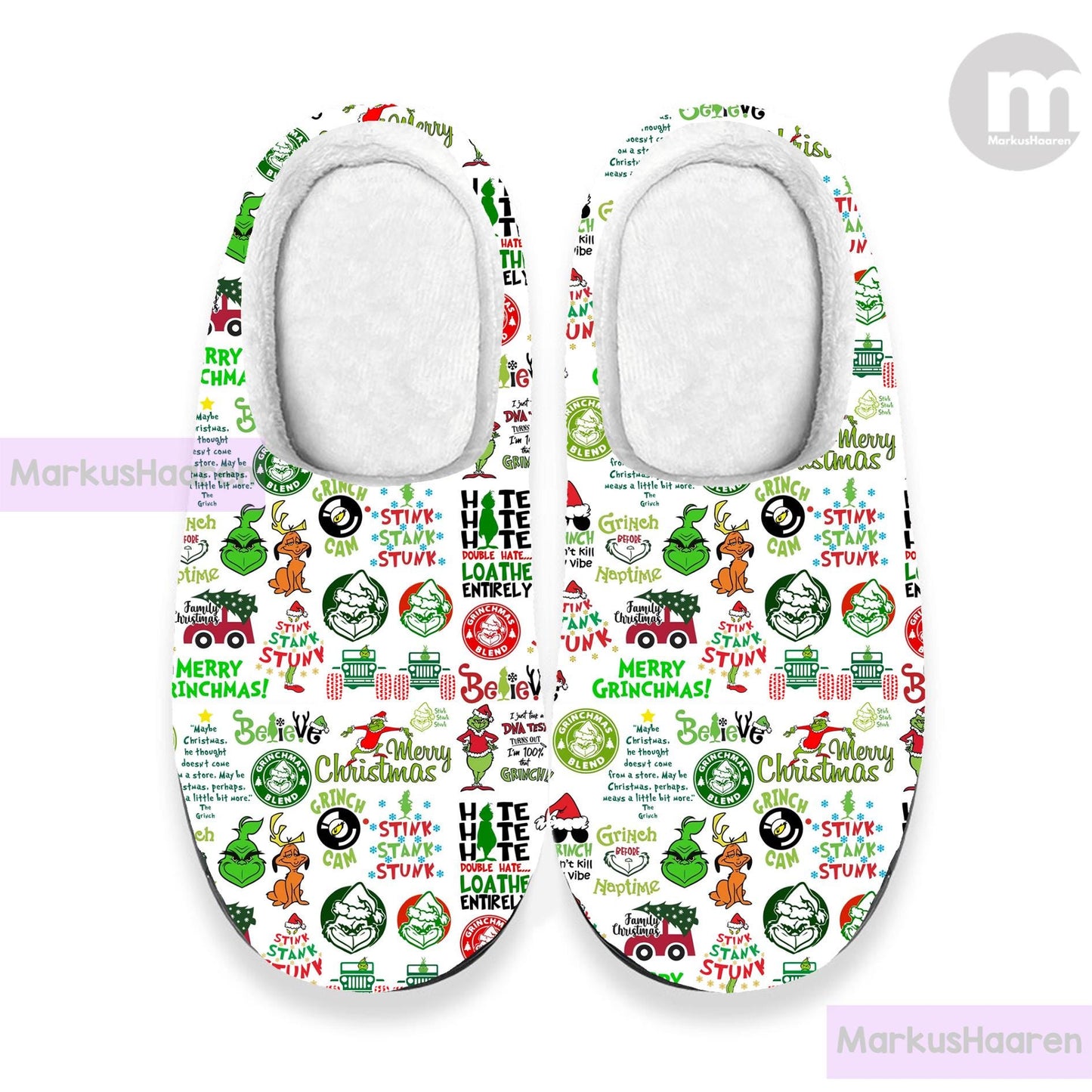 Grinch Christmas 3D All Over Print Indoor Slipper, Custom Rubber Slipper, Personalized Winter Slipper, Cotton Slipper, Christmas Slippers