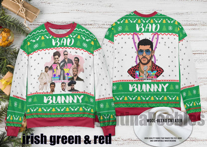 Bad Bunny Bowl 2026 Halftime Show Christmas Sweater, Bad Bunny Ugly Christmas Sweater, Benito Bowl Sweater for Family,Christmas Ugly Sweater
