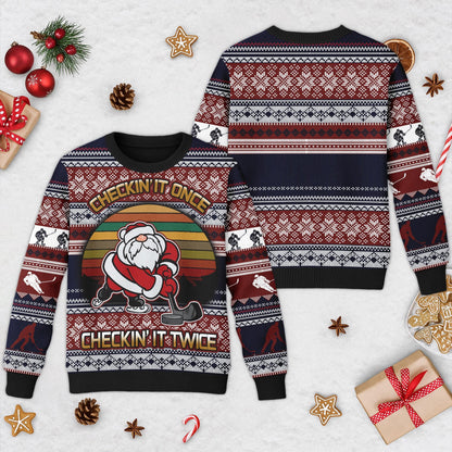 Hockey Checking It Once Checking It Twice Ugly Christmas Sweater, Funny Sport Xmas Sweatshirt, Hockey Christmas Gift For Men Women Kid