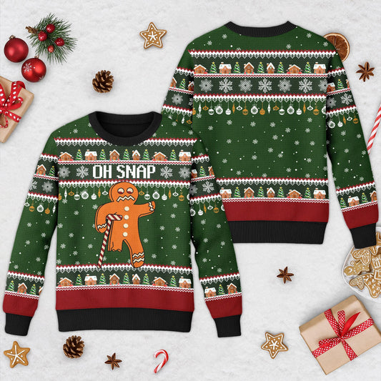 Oh Snap Gingerbread 3D Ugly Christmas Sweater, Gingerbread Xmas Sweatshirt, Funny Food Christmas Gift for Men Women, Gingerbread Sweater