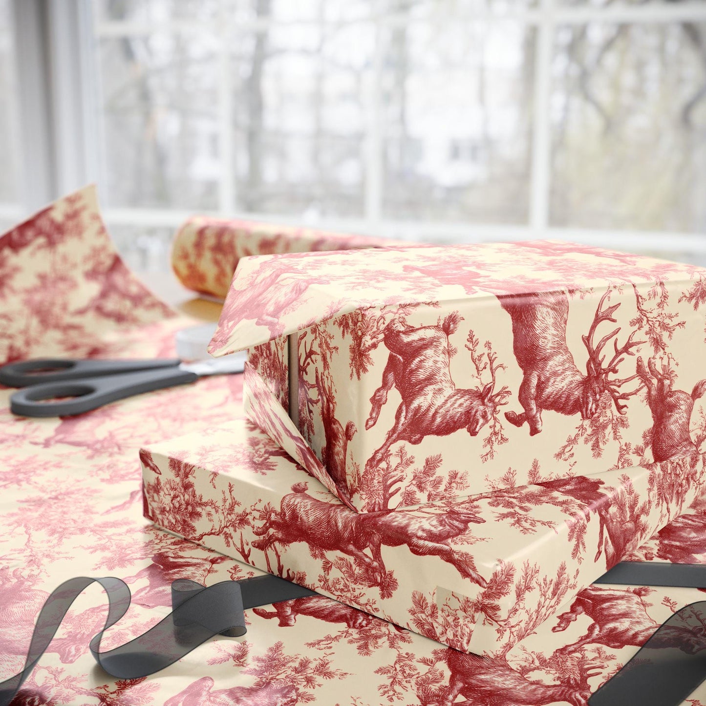 Vintage Christmas Toile Gift Wrap Holiday Gift Wrapping Paper Roll Christmas Gift Wrap Xmas Christmas Vintage Victorian Roll Gift Wrap Paper