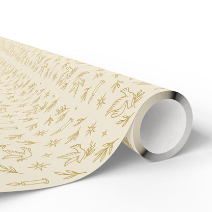 Vintage Christian Christmas Wrapping Paper, Luxury Holiday Gift Wrap, Peace Dove Design, Religious Christmas Paper Roll