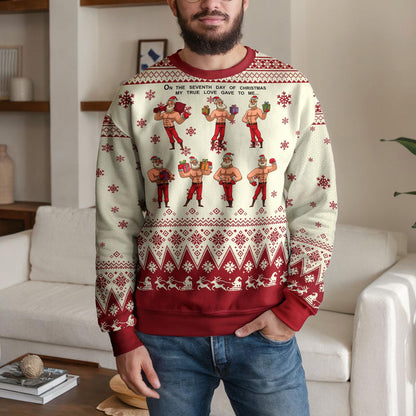 Funny Santa Christmas Sweater For Men Women, On The Seventh Day of Christmas Ugly Xmas Sweatshirt, Holiday Party Gift for Humor Lovers