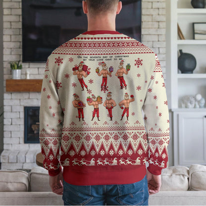 Funny Santa Christmas Sweater For Men Women, On The Seventh Day of Christmas Ugly Xmas Sweatshirt, Holiday Party Gift for Humor Lovers