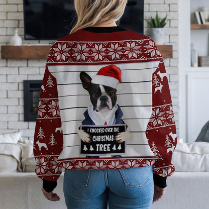Funny Dog Christmas Sweater For Men Women, I Knocked Over the Christmas Tree Holiday Sweatshirt Gift for Dog Lovers, Pet Humor Ugly Xmas Top