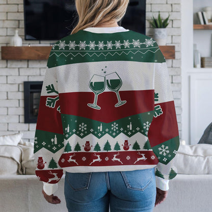 Funny All I Want For Christmas Is Wine Ugly Christmas Sweater For Men Women, Holiday Party Sweatshirt Gift for Wine Lovers and Friends