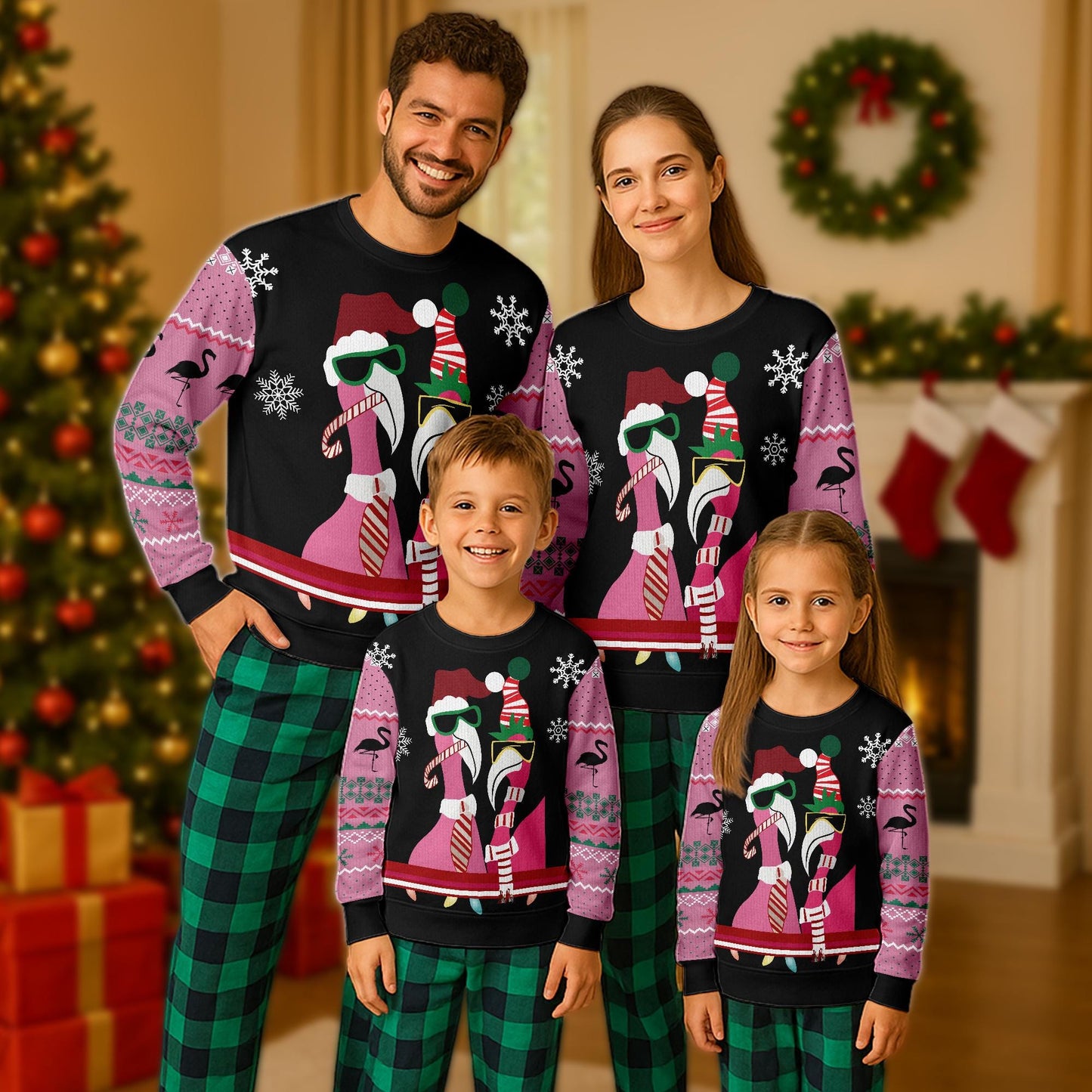Candy Cane Flamingo Ugly Christmas Sweater, Animal Lovers Christmas Sweater, Flamingo Xmas Sweatshirt, Christmas Gift For Men Women Kid