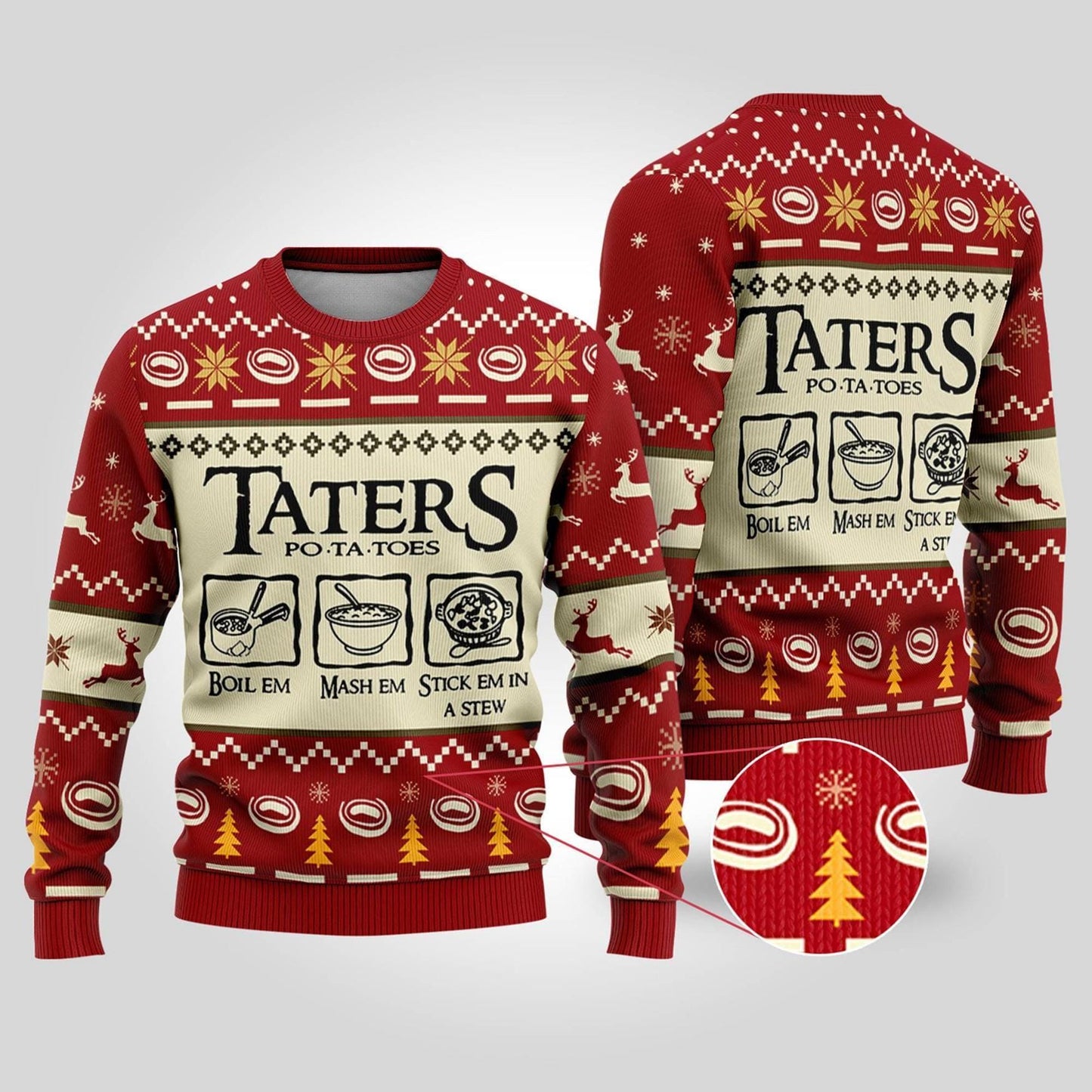 Taters Potatoes Ugly Christmas Sweater, Lord of the Rings Christmas Sweater, LOTR Fans Sweater, Christmas Gift Sweatshirt, Xmas Ugly Sweater