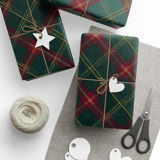 Vintage Green Tartan Christmas Wrapping Paper Roll, Elegant Holiday Gift Wrap, Classic Seasonal Gift Wrap, Luxury Christmas Paper
