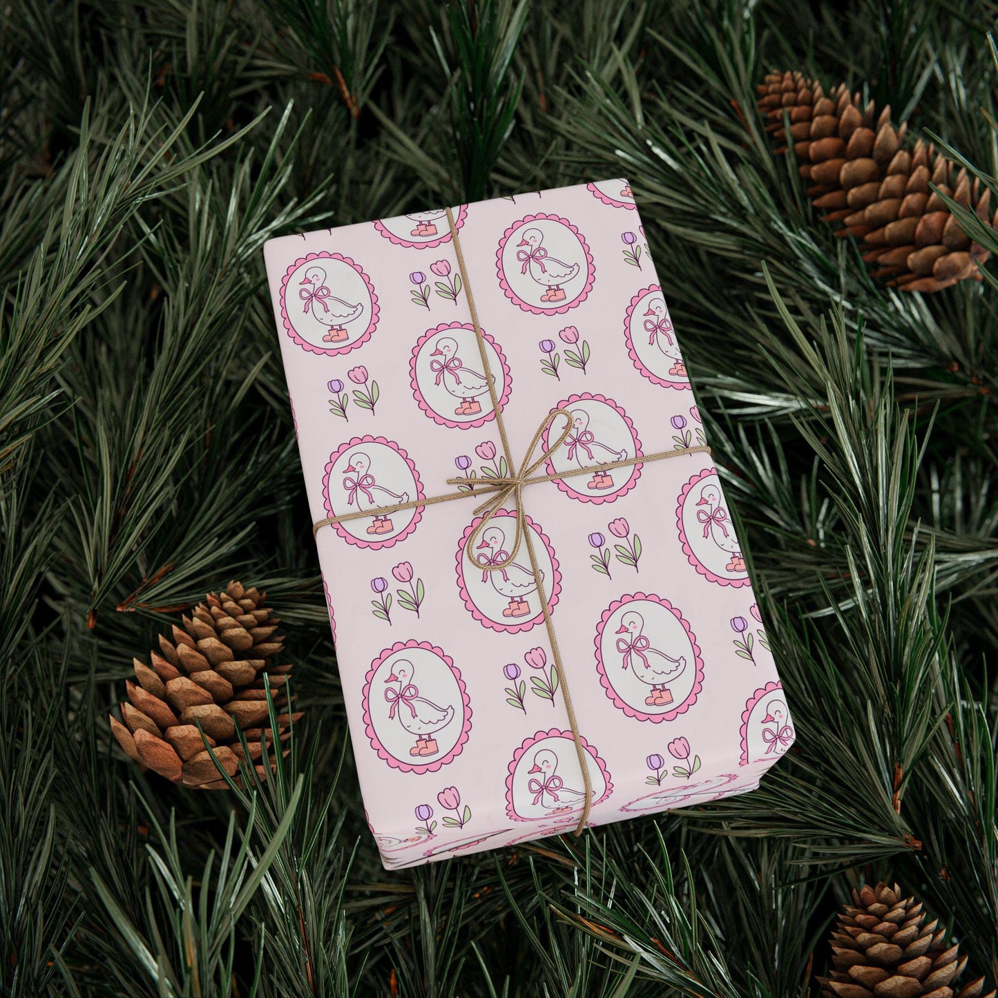 Pink Mother Goose Wrapping Paper: Baby Shower Gift Wrap