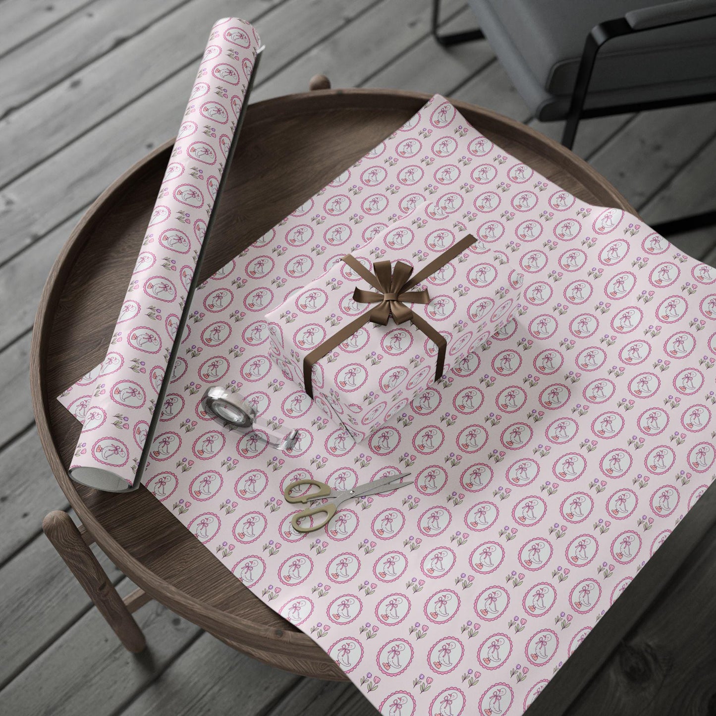 Pink Mother Goose Wrapping Paper: Baby Shower Gift Wrap