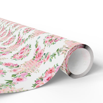 Soft Pink Floral Wrapping Paper: Coquette Preppy Gift Wrap